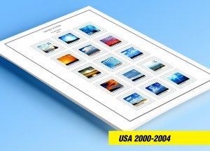 COLOR PRINTED U.S.A. 2000-2004 STAMP ALBUM PAGES (88 illustrated pages)