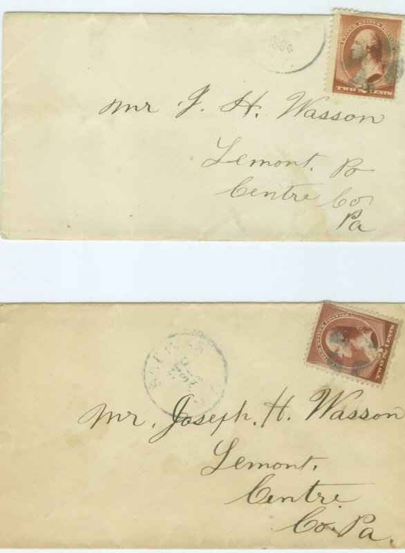 1c Gems US 2 Covers to Lemont, PA c1800s