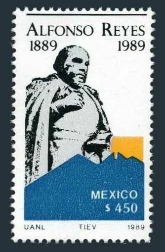 Mexico 1611 two stamps,MNH.Michel 2128. Alfonso Reyes,author, educator, 1989.