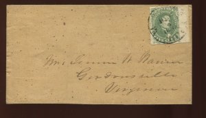 Confederate States 1 Used Stamp on 1861 Cover w/TODOR HILL VA CCL (CSA1-CVR A3)