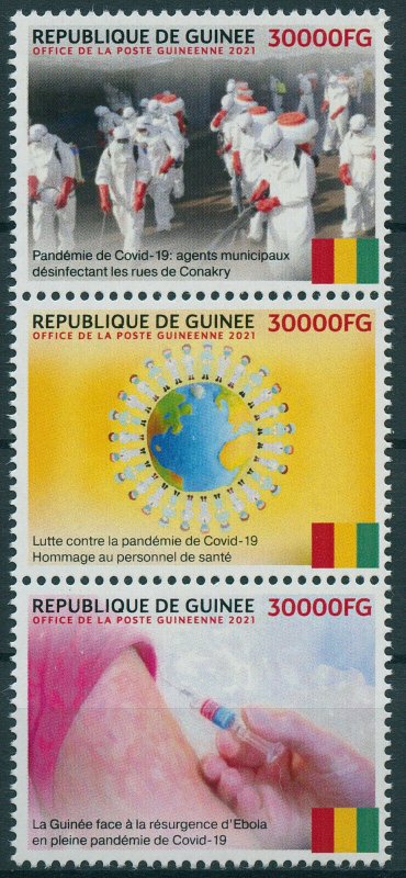 Guinea 2021 MNH Medical Stamps Corona Pandemic Tribute Health Workers 3v Strip