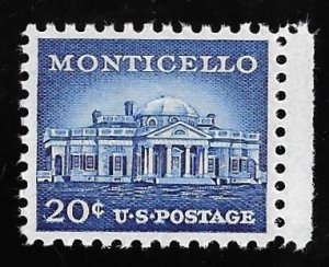 1047A 20 cents 1956 Monticello Stamp Mint OG NH EGRADED SUPERB 100 XXF