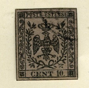 ITALY MODENA; 1852 Forged Coat of Arms Imperf 10c. issue , fine Reference item