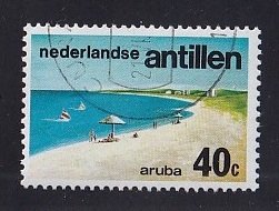 Netherlands Antilles  #378   cancelled  1976   tourism 40c  beach Aruba