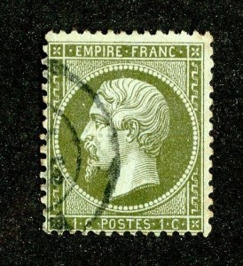 `1862 France Sc # 22 used cv. $30 ( 2461 WX )