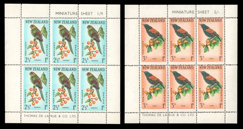NEW ZEALAND NZ 1962 Sc B63-B64 Birds MNH XF Stamp Souvenir Mini-Sheets CV$40