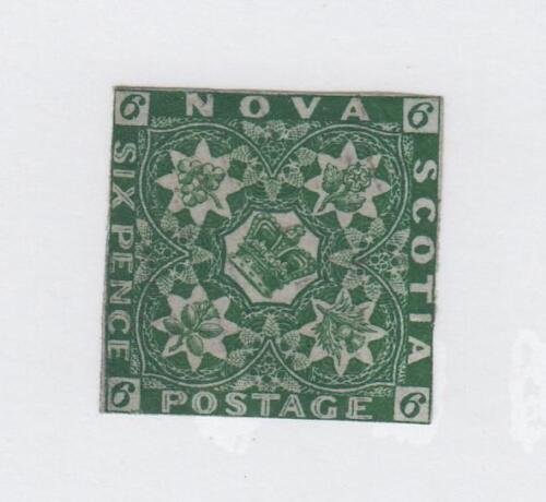 NOVA SCOTIA # 5 6p LIGHTLY USED IMPERF CAT VALUE $1000 