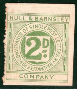 GB H&BR RAILWAY 2d Letter Stamp HULL & BARNSLEY COMPANY *Ex Booklet* Mint BRW30