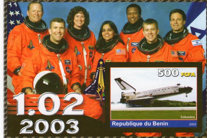 Benin 2003 COLUMBIA DISASTER Souvenir Sheet Imperforated MNH