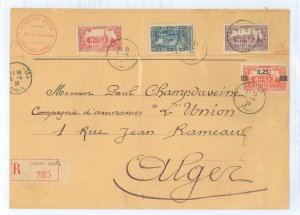 Algeria 89/97/98/122 1939 Registered Oran-Algiers, wine label on back, vertical fold, small tears at bottom.