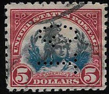 United States, SC 573, used, perfin, ng, well centerd