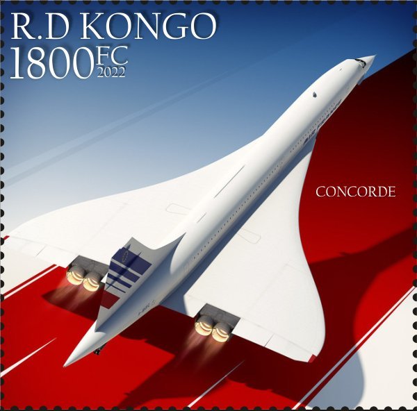Stamps. Aviation, Plane, Concorde 2 stamps  perforated 2022 year Kongo NEW