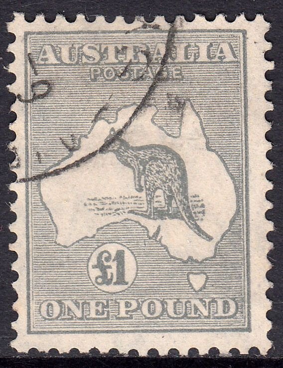1935 AUSTRALIA Roo £1 GREY (SG#137) USED VF