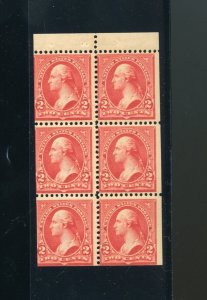 UNITED STATES SCOTT #279Bk 2c WASHINGTON BOOKLET PANE VERT WMK MINT NEVER HINGED