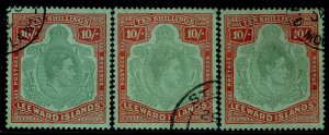 LEEWARD IS GVI SG113 + 113a + 113b, 10s PAPER & SHADE VARIETIES, USED. Cat £760.