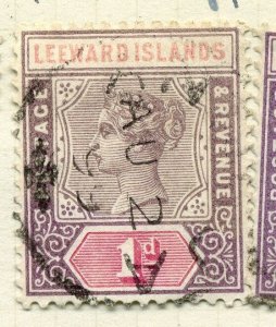 LEEWARD ISLANDS;  1890 early classic QV issue used value 1d.