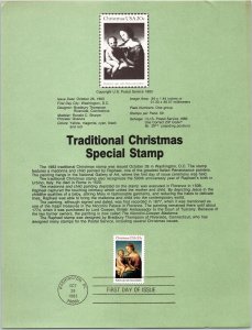 USPS SOUVENIR PAGE TRADITIONAL CHRISTMAS SPECIAL STAMP 1983