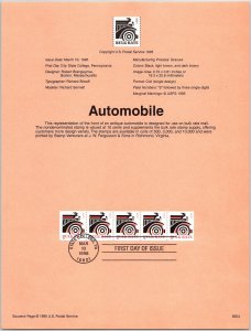 USPS SOUVENIR PAGE REPRESENTATION OF THE FRONT OF THE AUTOMOBILE BULK RATE 1995