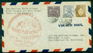 JAPAN 1947 First Flight Tokyo to San Francisco, VF franking and cachet