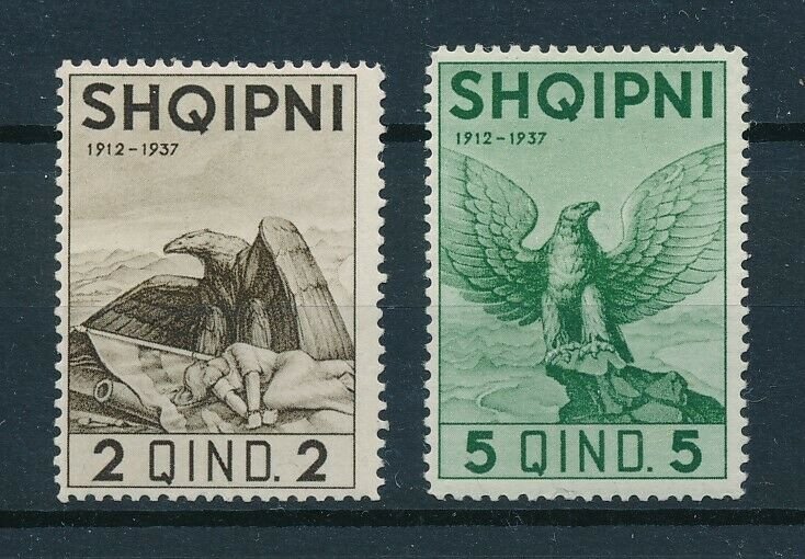 [102930] Albania 1937 Birds vögel oiseaux eagles From set MLH