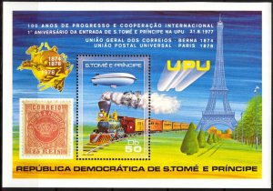 Sao Tome and Principe 1978 UPU Zeppelin Trains stamps S/S MNH