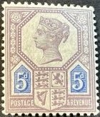 GREAT BRITAIN # 118a-MINT/HINGED----SINGLE----LILAC & BLUE---TYPE I---1887-92