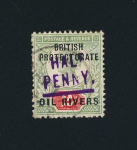 NIGER COMPANY -NIGERIA 1893, ½d on 2d T3 VIOLET VFU SG#9 CAT£350 (SEE BELOW)