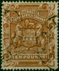 Rhodesia 1892 £10 Brown SG13 Fine Used