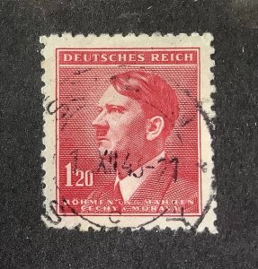 Bohemia & Moravia 1942  Scott 69 used - 1.20k,  Adolf Hitler ,  portrait