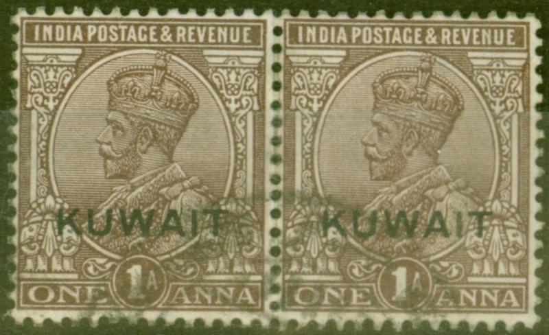 Kuwait 1929 1a Chocolate SG17aw Wmk Inverted V.F.U Pair 