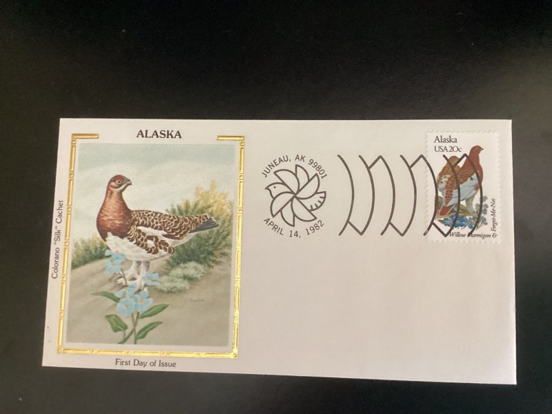 US Scott #1954 Alaska FDC unaddressed Colorano Silk Willow PTArmigan ForgetMeNot