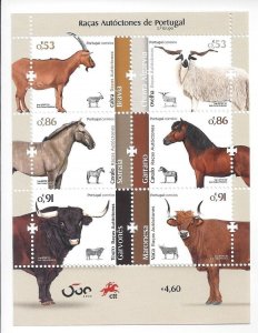 Portugal 2020 Domestic Animals Sheep Goat Horse Cow Sc#F4190a SG#MS4811 Mf#BL628