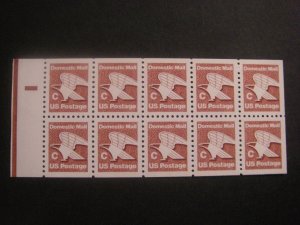 Scott 1948a, 20c nondenominated Brown Eagle, Pane of 10 with tab, MNH Beauty