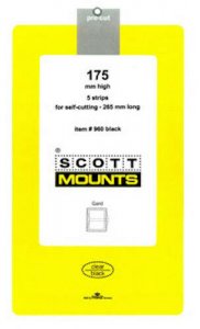 Scott/Prinz Pre-Cut Strips 265mm Long Stamp Mounts 265x175 #960 Clear