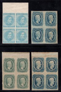 MOMEN: US STAMPS CSA #6, 11, 11c, 12 IMPERF BLOCKS MINT OG NH VF LOT #89311