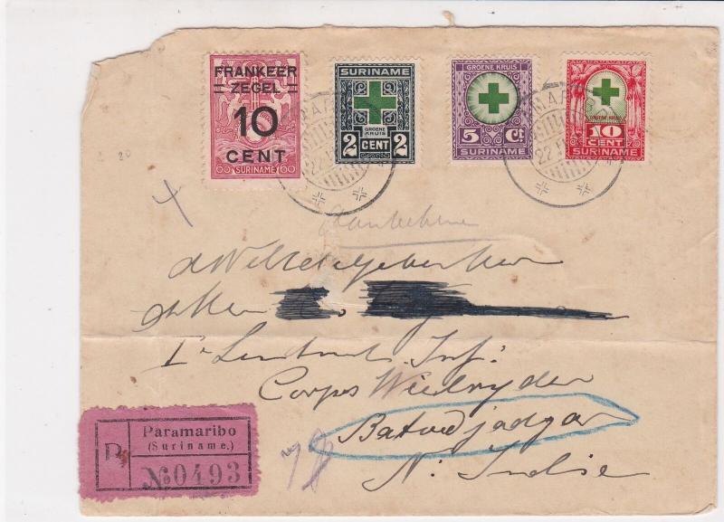 Suriname 1927 Registered Stamps Cover  ref 22351