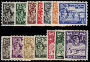 TURKS & CAICOS ISLANDS GVI SG194-205, 1938-45 complete set, M MINT. Cat £130.