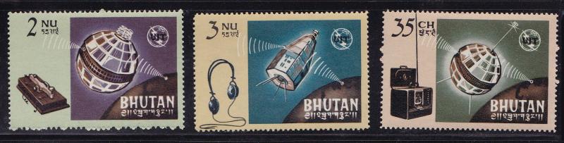 Bhutan 1966 Space ITU Telstar Set complete (3)  VF/NH