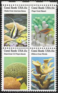 US #1827-30 MNH top edge block of 4.  Coral Reefs.   Nice.