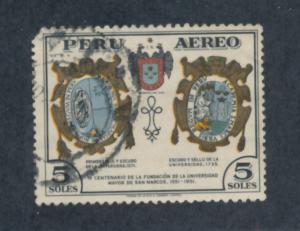 Peru 1951  Scott C114 used -  5s, Arms of San Marcos University