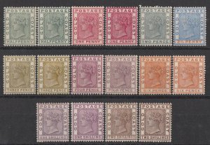 GOLD COAST 1884 QV set ½d to 2/-, wmk crown CA, + shades. 