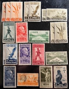 Italian East Africa Scott# 1...C5 Used/Unused F/VF Lot of 22 Stamps Cat $13.75