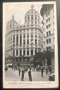 1935 Buenos Aires Argentina RPPC Postcard Cover To Denmark Florida St & Diagonal