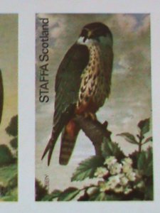 ​STAFFA SCOTLAND STAMP:RARE BIRDS IMPERF- MNH - MINI SHEET NO GUM AS ISSUED