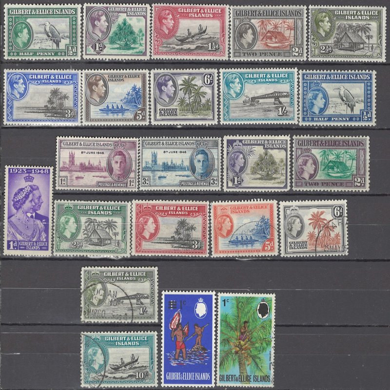 COLLECTION LOT OF #1002 GILBERT & ELLICE ISLANDS 23 STAMPS 1939+ CV+$37