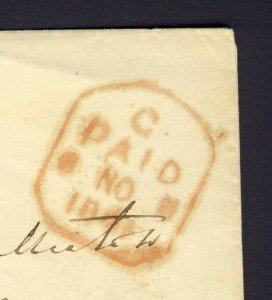 1841 Stamp-less folded cover only no letter Manuscript pd 28.Tombstone Pd + 2 BS