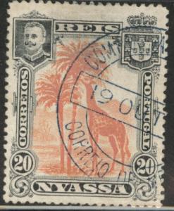 Nyassa Scott 30 Used African Animal Giraffe stamp from 1901 set