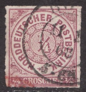 1869 Germany Sc#1 - ¼Gr - Norddeutscher postbezirk Used stamp Cv$15