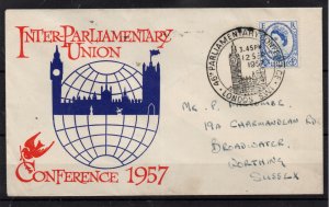 GB 1957 Inter Parliamentary Conference FDC + Big Ben PMK WS37136