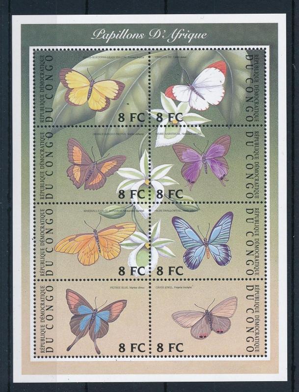 [28567] Congo Kinshasa 2001 Butterflies Schmetterlingen Papillons  MNH Sheet